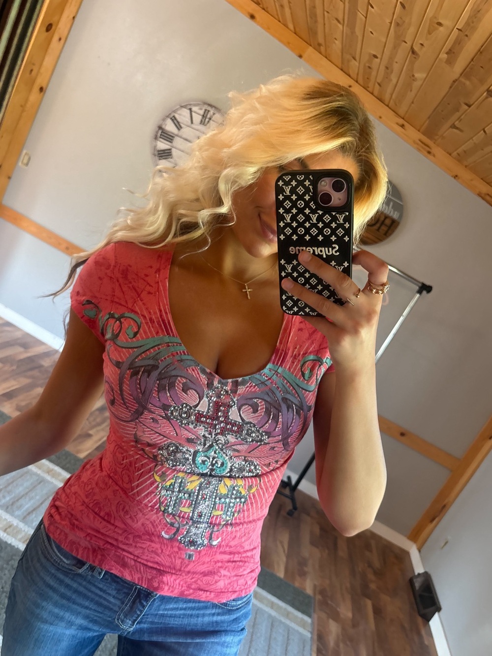 Y2K Rhinestone Cross embellished Tee